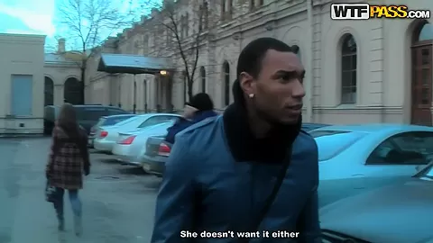 Slim cute blonde girl picked up for sex in a mall