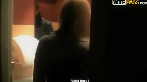 Slim cute blonde girl picked up for sex in a mall