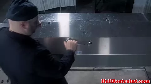 Restrained sub punished with bastinado