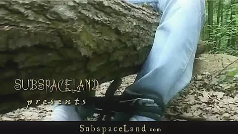 Skinny Claudie taken tied in forest and fucked
