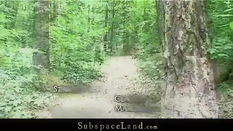 Skinny Claudie taken tied in forest and fucked