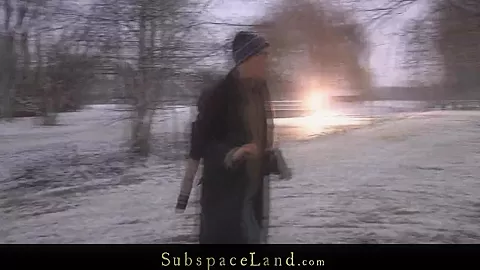 Olga is hard punished outside in the winter