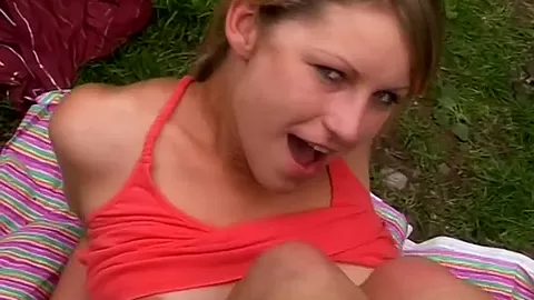Busty teen 18+ suck and ride prick outdoors