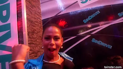 Slutty pornstars fuck in a club