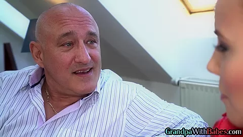 Old grandpa fucks 21yo nympho bitch in wet pussy hole