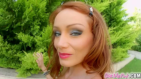 Givemepink redhead teases both of her holes