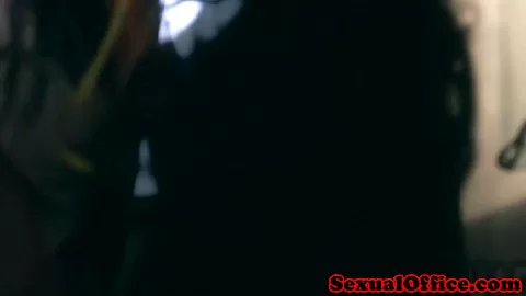 Masked office beauty fucked after staff party