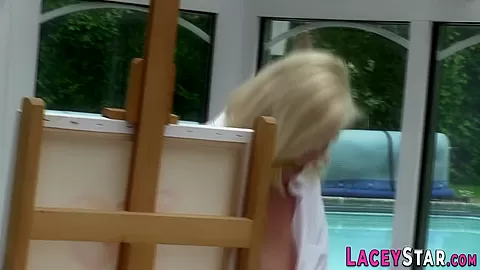 Busty chubby brit granny in stockings