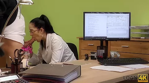 LOAN4K. Agent approves credit of brunette nympho for hot sex action