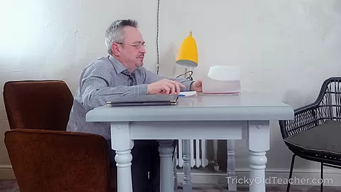Babe rewards old teacher with a crazy fuck action