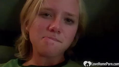 Blonde with big tits pleases her pussy