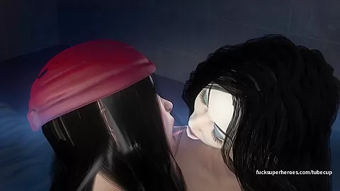 Electra and Vampirella get dirty in this lesbian bedroom romp