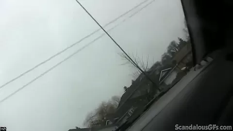 Naughty Brunette grab dick and blowjob on car