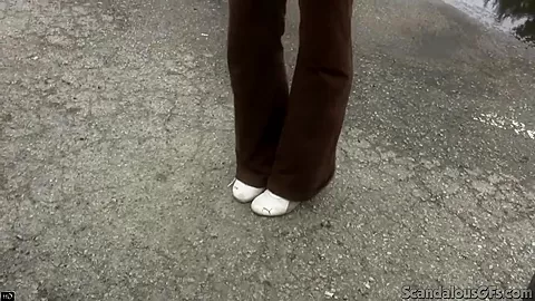 Naughty Brunette grab dick and blowjob on car