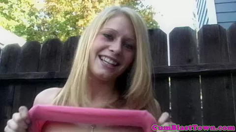 Busty amateur teen 18+ cutie playing with a dick