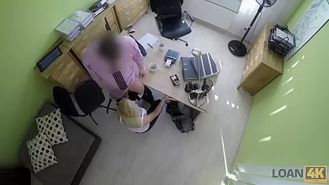 LOAN4K. Blonde-haired miss has sex for cash with handsome loan agent