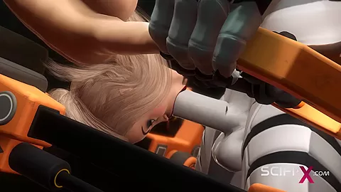 Sci-Fi BDSM. Sex android fucks hard a hot cuffed hottie in restraints
