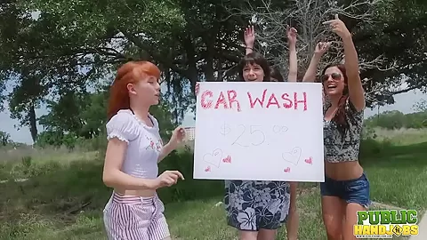 Desperate for Spring Break Cash Chloe Sky Has Car Wash Idea - Public Handjobs