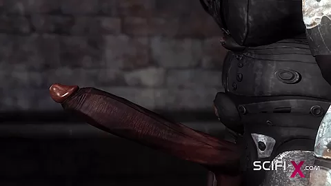 Alien monster fucks hard a sexy hot blonde in the dark dungeon