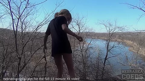 Really Hot Iowa Cheerleader Masturbating In A Forest Nude