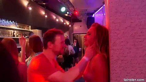 Hot pornstars suck and fuck dicks in a club