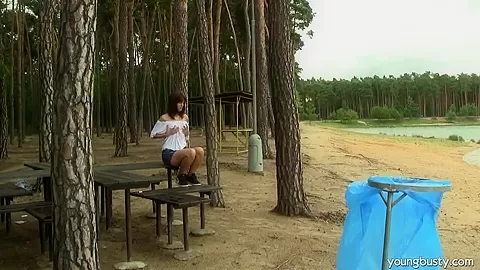 Busty teen 18+ Rita masturbate outdoors