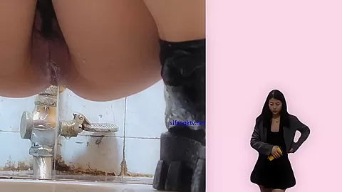 Chinese Cuties Pissing in Toilet