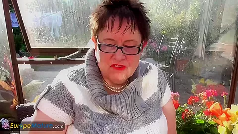 Big boobs Honey with big belly plays with big dildo