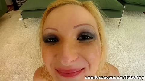 Four cocks to suck are the perfect breakfast for Angelina.