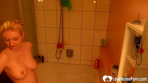 Irresistible busty chick plays with her cunt