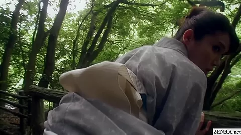 JAV outdoor exposure in kimono followed by blowjob Subtitles