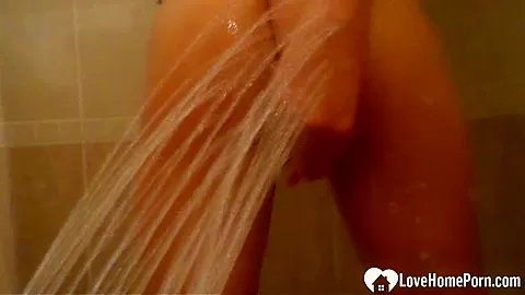 Amazing girlfriend shows her goods while showering
