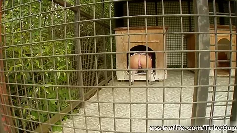 Two horny guys back Clarissa's tight ass outdoor and drop their loads all over her face.