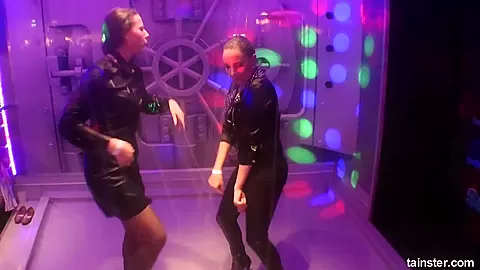 Sexy lesbian pornstars fuck in a club