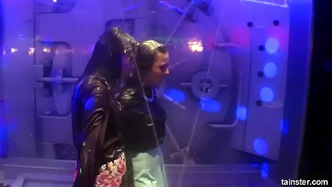 Sexy lesbian pornstars fuck in a club