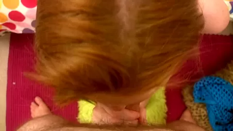 Alluring freckled teen swallows cum
