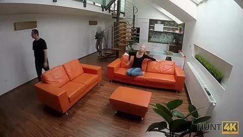 HUNT4K. Young blonde miss hates her lover so why sells shaved pussy