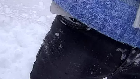 Busty teen 18+ Yvonne toy pussy in snow