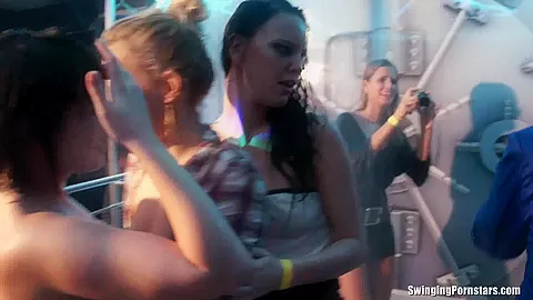 Slutty girls dancing erotically in a club