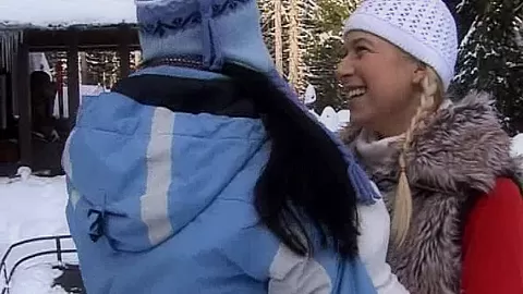 Busty lesbian Yvone plays with a lesbian