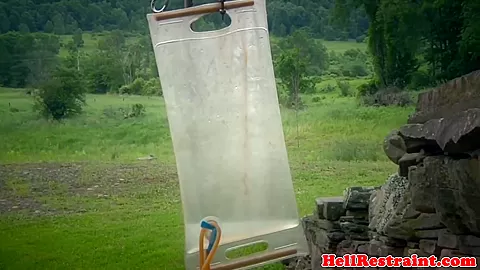 Ginger nipplepierced sub punished outdoors