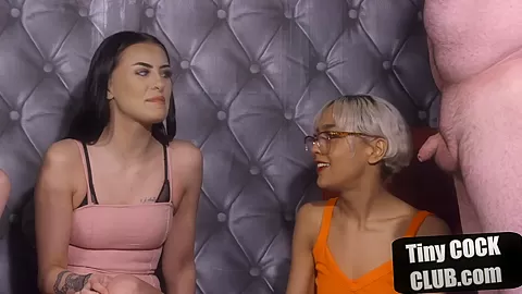 Micro penis mistresses humiliating and jerking off their sub