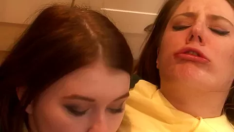 Two horny lesbo girls fuck hard with sex toys in the kitchen