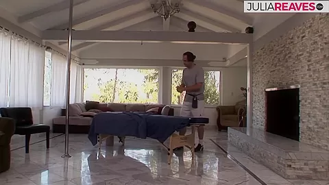 The masseur sees the big tits and desperately wants to fuck them