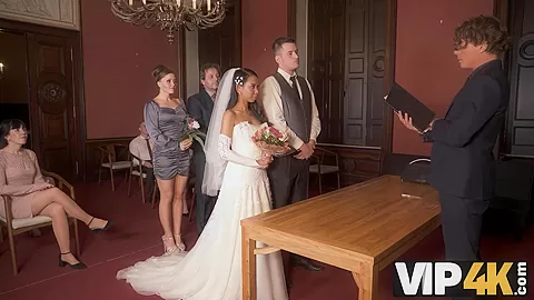 VIP4K. Horny newlyweds cant resist and get intimate right after wedding