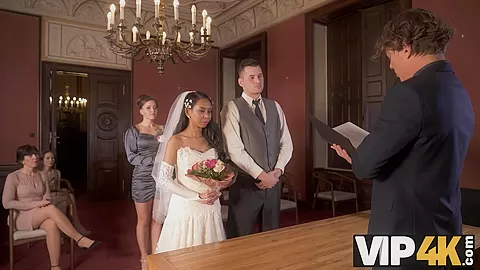 VIP4K. Horny newlyweds cant resist and get intimate right after wedding
