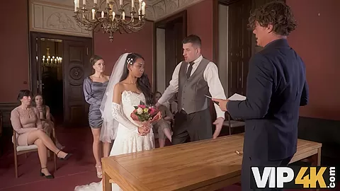 VIP4K. Horny newlyweds cant resist and get intimate right after wedding