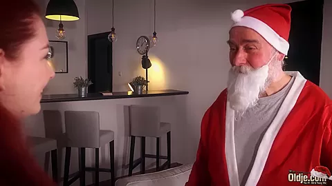 Santa fucks a pretty sexy little redhead pussy for Xmas