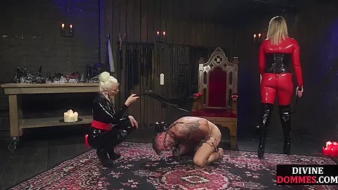 ***CFNM BDSM whipping and pegging for sub by busty dominas
