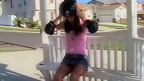 Skater teen 18+ masturbates on a bench